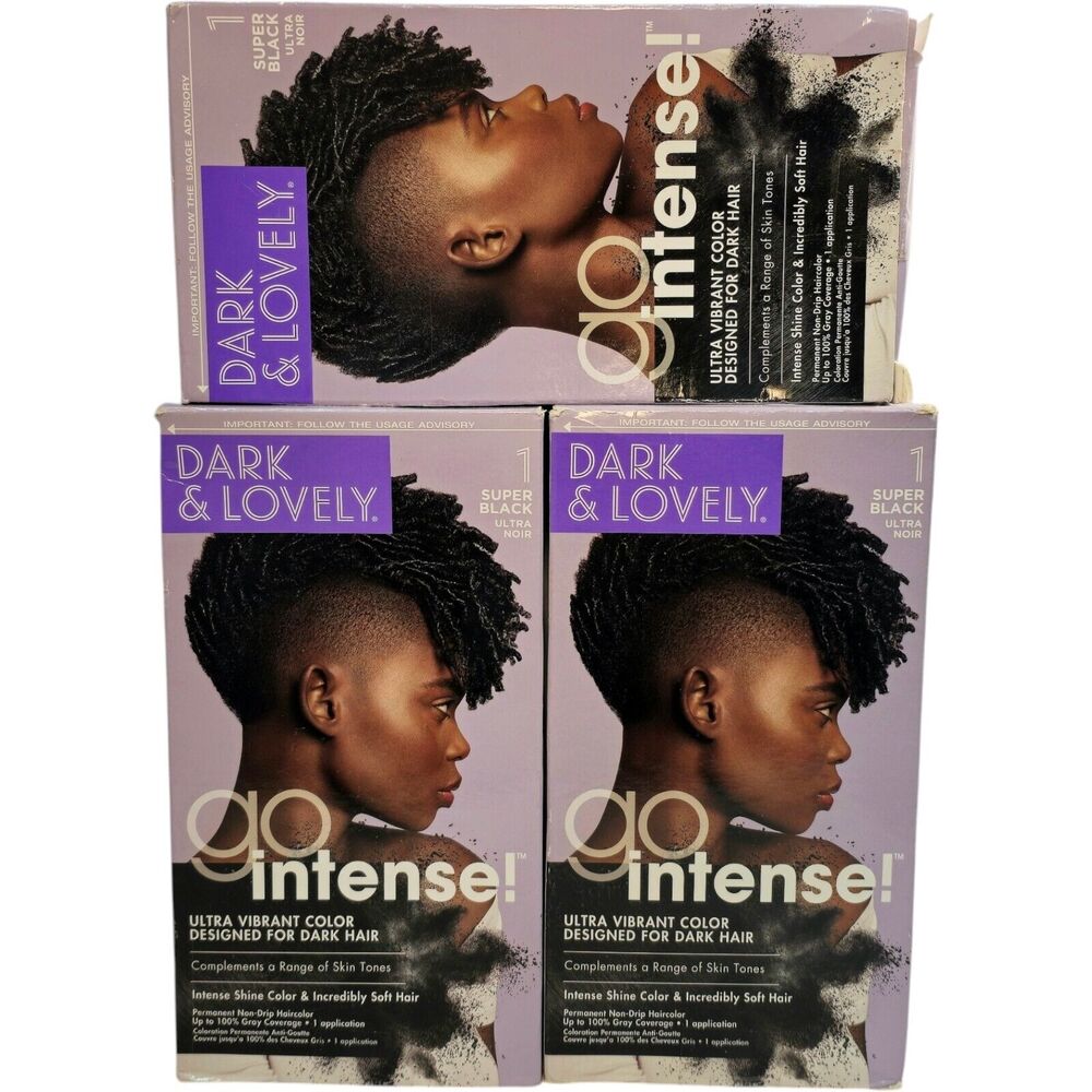 Lot Of 3 Dark And Lovely 1 Super Black Go Intense Ultra Vibrant Hair Color Dye